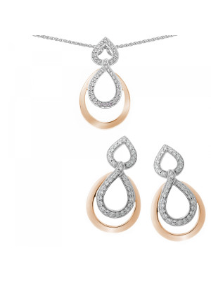 Amber Zilver 925 Set: Ketting-Hanger + Oorbellen SET-7092/1