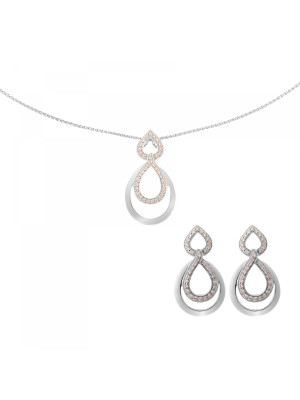 Amber Zilver 925 Set: Ketting-Hanger + Oorbellen SET-7092