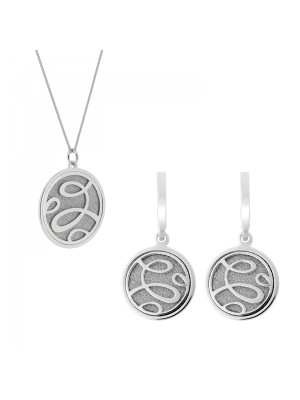 Serena Zilver 925 Set: Ketting-Hanger + Oorbellen SET-7096