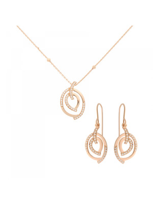 Celine Zilver 925 Set: Ketting-Hanger + Oorbellen SET-7114/RG