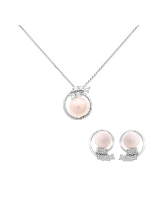 Alanna Zilver 925 Set: Ketting-Hanger + Oorbellen SET-7117