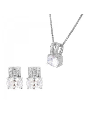 Alena Zilver 925 Set: Ketting-Hanger + Oorbellen SET-7122