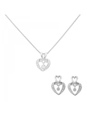 Loreta Zilver 925 Set: Ketting-Hanger + Oorbellen SET-7126