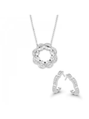 Onyx Zilver 925 Set: Ketting-Hanger + Oorbellen SET-7127