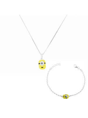 Minion Zilver 925 Set: Ketting-Hanger + Armband SET-7135/1