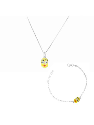 Minion Zilver 925 Set: Ketting-Hanger + Armband SET-7135/2