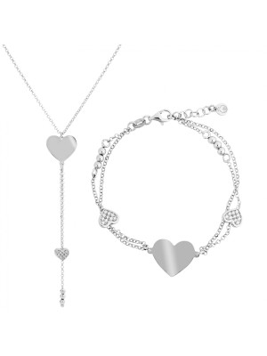 Heart Zilver 925 Set: Ketting + Armband SET-7384