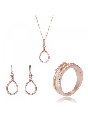 Aava Zilver 925 Set: Ketting + Oorbellen + Ring SET-7421