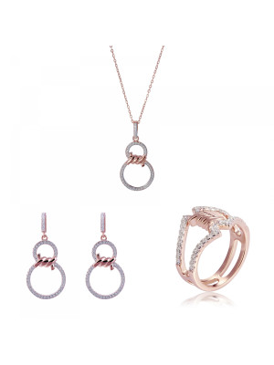 Aavia Zilver 925 Set: Ketting + Oorbellen + Ring SET-7422