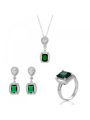 Enora Zilver 925 Set: Ketting + Oorbellen + Ring SET-7426/EM