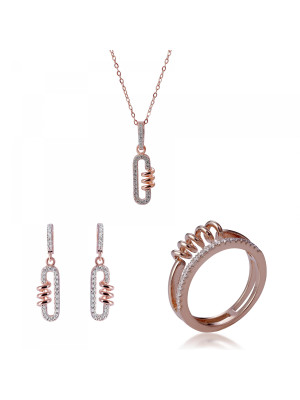 Gigi Zilver 925 Set: Ketting + Oorbellen + Ring SET-7438