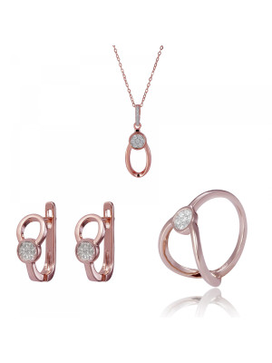 Gigi Zilver 925 Set: Ketting + Oorbellen + Ring SET-7439