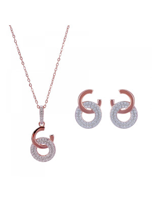 Carleen Zilver 925 Set: Ketting-Hanger + Oorbellen SET-7440