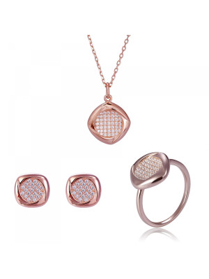 Amalia Zilver 925 Set: Ketting + Oorbellen + Ring SET-7442