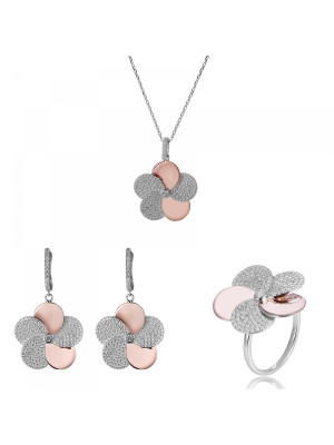 Fioni Zilver 925 Set: Ketting + Oorbellen + Ring SET-7452