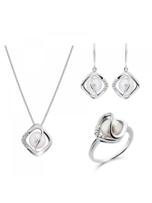 Aina Zilver 925 Set: Ketting + Oorbellen + Ring SET-7471/52