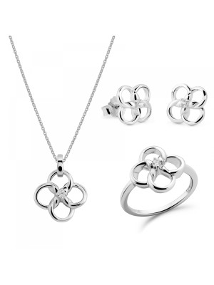 Aida Zilver 925 Set: Ketting + Oorbellen + Ring SET-7472