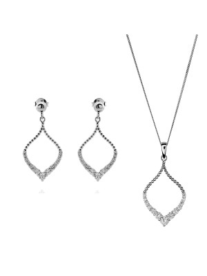 Grace Zilver 925 Set: Ketting-Hanger + Oorbellen SET-7493