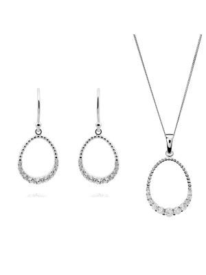 Aria Zilver 925 Set: Ketting-Hanger + Oorbellen SET-7494