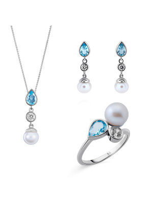 Lylou Zilver 925 Set: Ketting + Oorbellen + Ring SET-7498