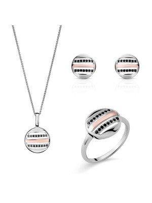 Maxwell Zilver 925 Set: Ketting + Oorbellen + Ring SET-7501