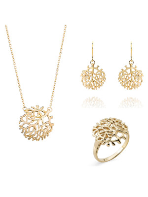 Flavie Zilver 925 Set: Ketting + Oorbellen + Ring SET-7502/G