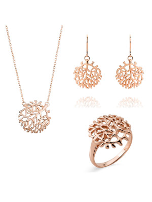 Flavie Zilver 925 Set: Ketting + Oorbellen + Ring SET-7502/RG