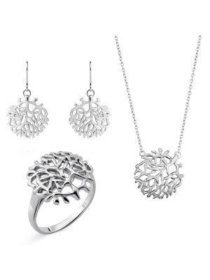 Flavie Zilver 925 Set: Ketting + Oorbellen + Ring SET-7502