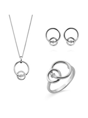 Antoine Zilver 925 Set: Ketting + Oorbellen + Ring SET-7503