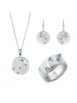 Babette Zilver 925 Set: Ketting + Oorbellen + Ring SET-7504