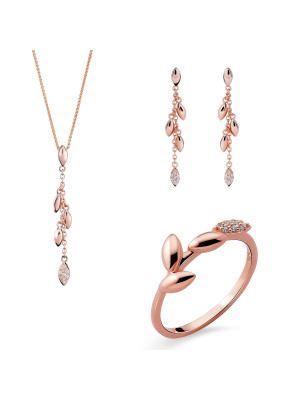 Loana Zilver 925 Set: Ketting + Oorbellen + Ring SET-7505/RG