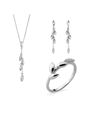 Loana Zilver 925 Set: Ketting + Oorbellen + Ring SET-7505