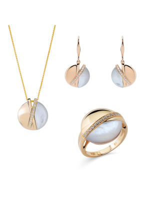 Moragene Zilver 925 Set: Ketting + Oorbellen + Ring SET-7506/G