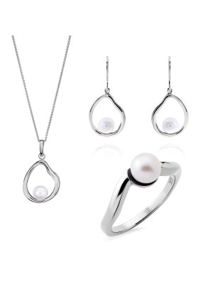 Baptiste Zilver 925 Set: Ketting + Oorbellen + Ring SET-7507