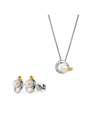 Mathilde Zilver 925 Set: Ketting-Hanger + Oorbellen SET-7510/G