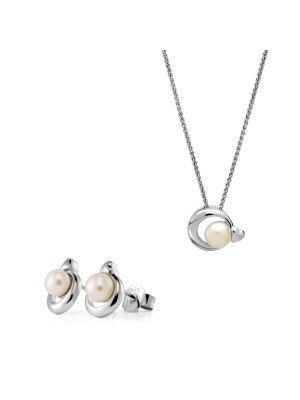 Mathilde Zilver 925 Set: Ketting-Hanger + Oorbellen SET-7510