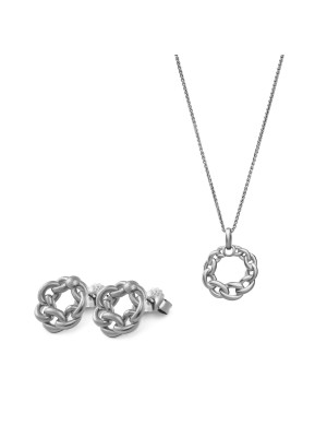 Estelle Zilver 925 Set: Ketting-Hanger + Oorbellen SET-7516