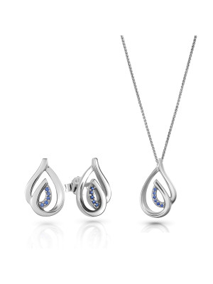 Dazzle Zilver 925 Set: Ketting-Hanger + Oorbellen SET-7518/B