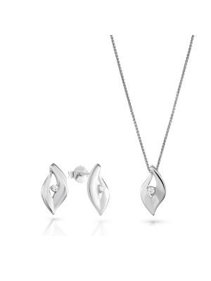 Milan Zilver 925 Set: Ketting-Hanger + Oorbellen SET-7519