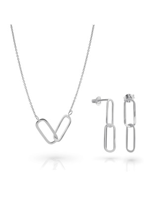 Rose Zilver 925 Set: Ketting + Oorbellen SET-7561