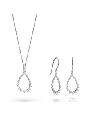 Petal Zilver 925 Set: Ketting + Oorbellen SET-7564