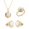 Aliva Zilver 925 Set: Ketting + Oorbellen + Ring SET-7469/G