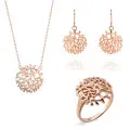 Flavie Zilver 925 Set: Ketting + Oorbellen + Ring SET-7502/RG