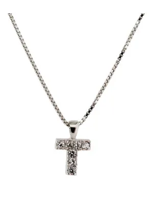 Zilver 925 Collier alphabet/T