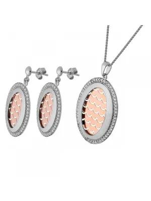 Zilver 925 Set: Ketting-Hanger + Oorbellen SET-065