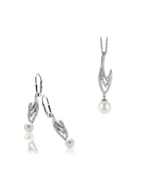 Zilver 925 Set: Ketting-Hanger + Oorbellen SET-5173
