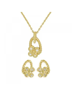 Zilver 925 Set: Ketting-Hanger + Oorbellen SET-6020/2