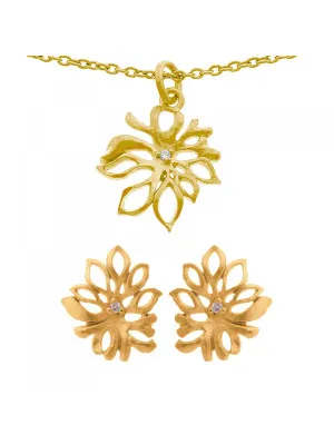 Zilver 925 Set: Ketting-Hanger + Oorbellen SET-6027/2