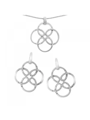 Zilver 925 Set: Ketting-Hanger + Oorbellen SET-6085