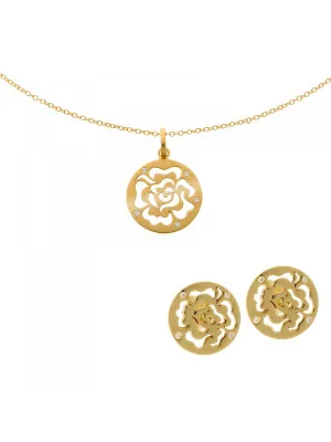 Fiore Zilver 925 Set: Ketting-Hanger + Oorbellen SET-7079/2